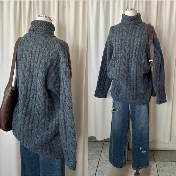 Vintage the Limited Fisherman’s Cable knit turtleneck sweater Wool blend Large. - Picture 3 of 8